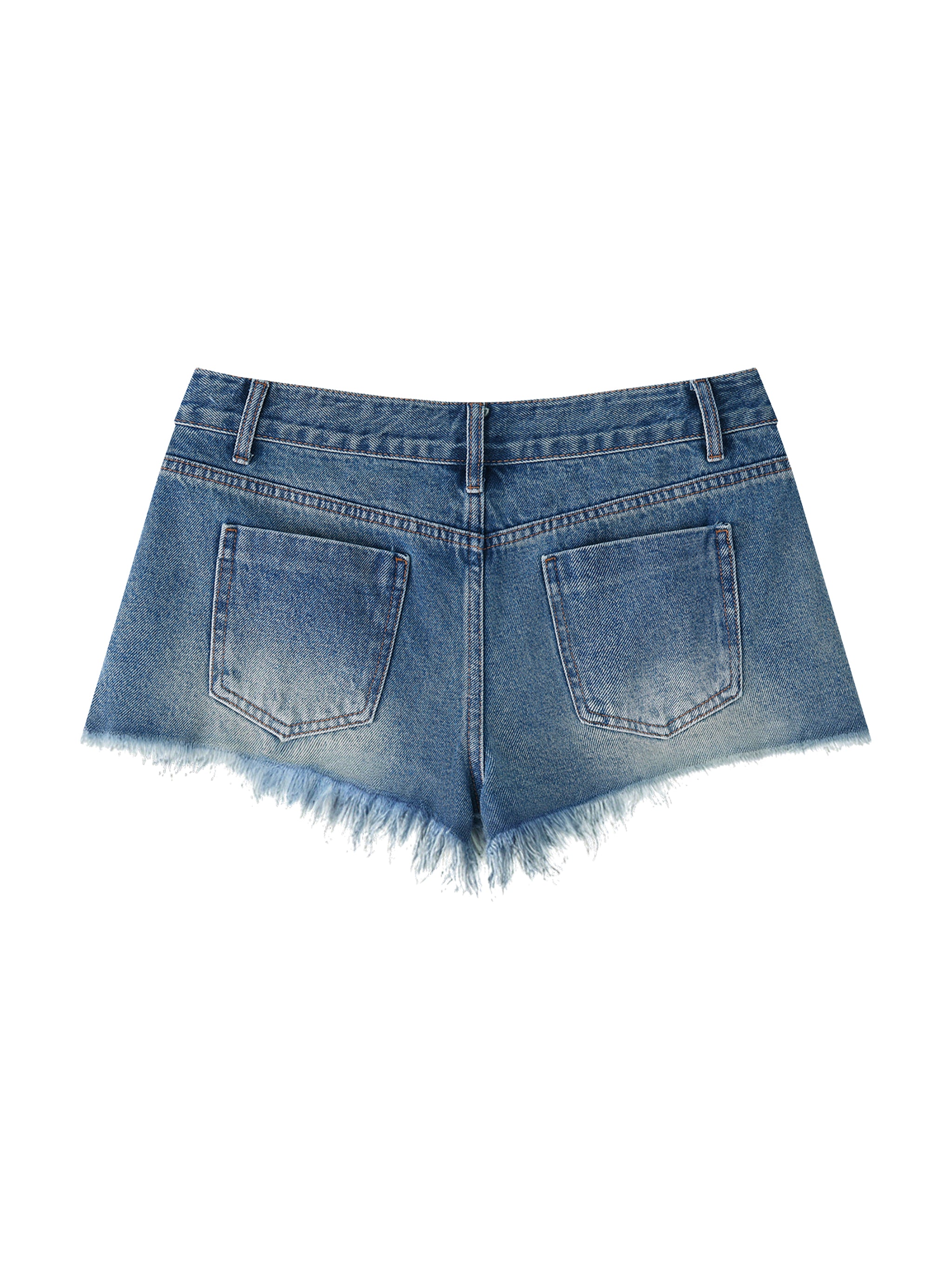 Women's Vintage Wash Raw Hem Denim Shorts – High Rise Casual Jean Shorts
