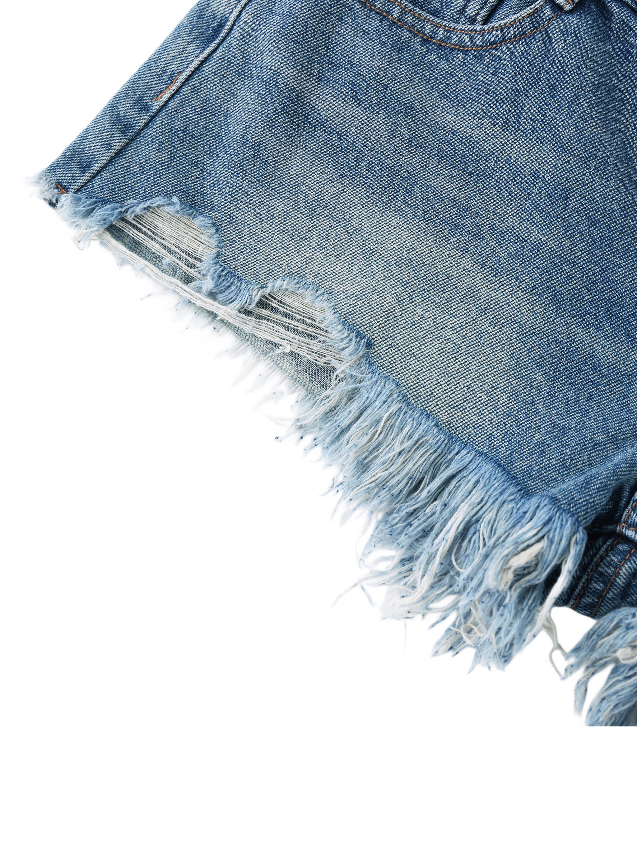 Women's Vintage Wash Raw Hem Denim Shorts – High Rise Casual Jean Shorts