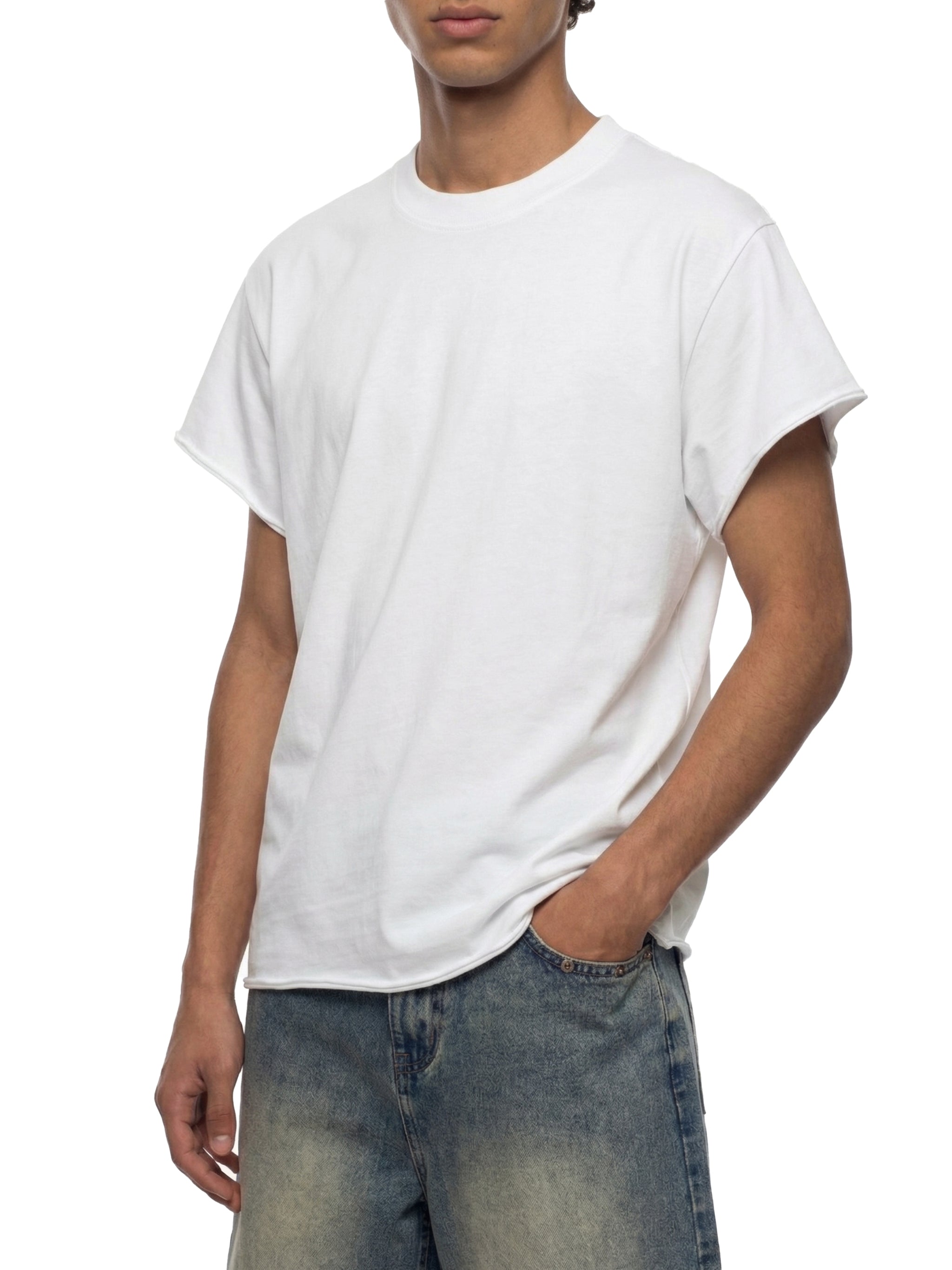 Unisex Boxy Raw Edge T-Shirt – Oversized Heavyweight Vintage Streetwear Tee