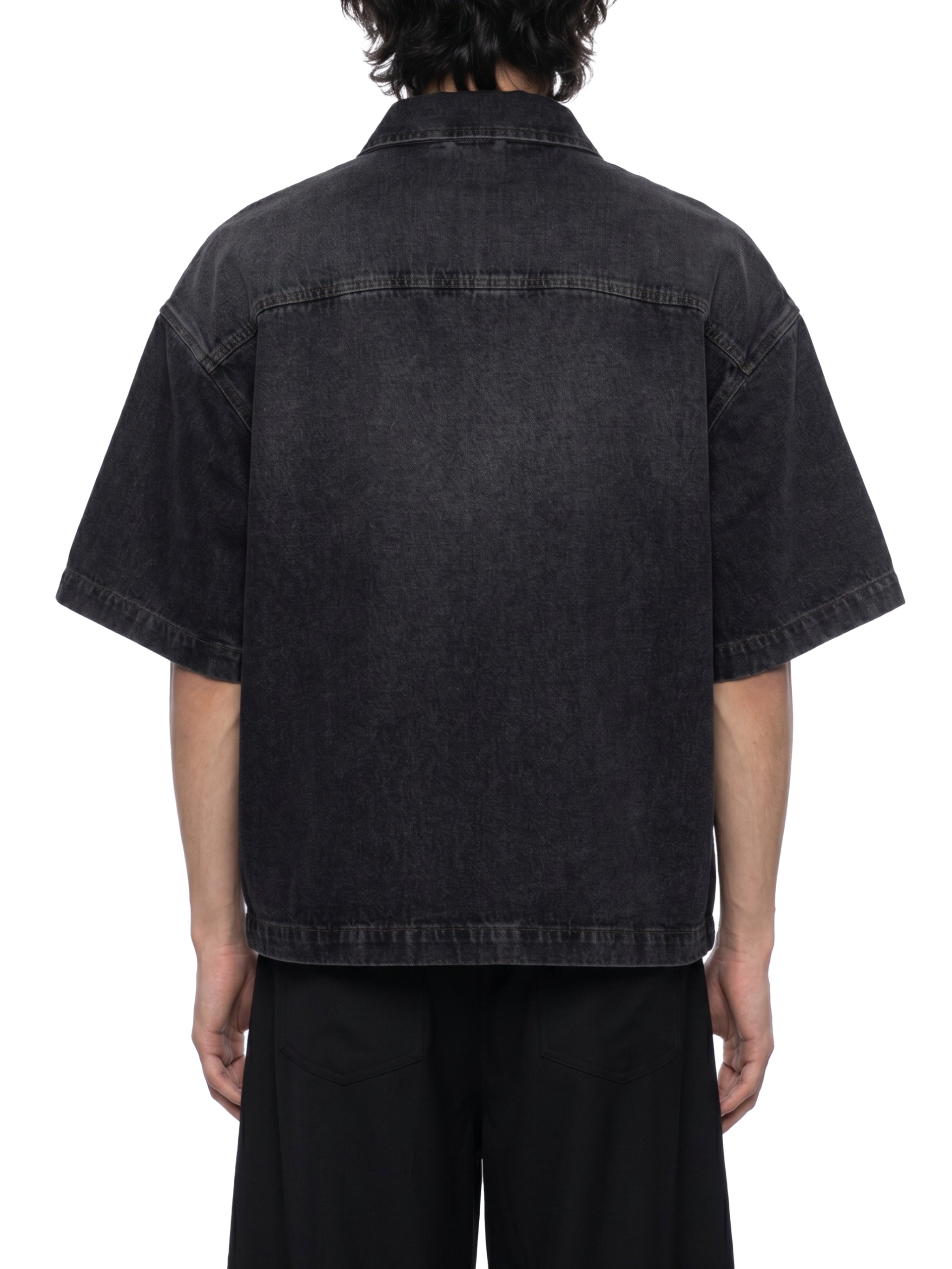 Unisex Oversized Vintage Wash Quarter Zip Denim Shirt – Boxy Streetwear Pullover