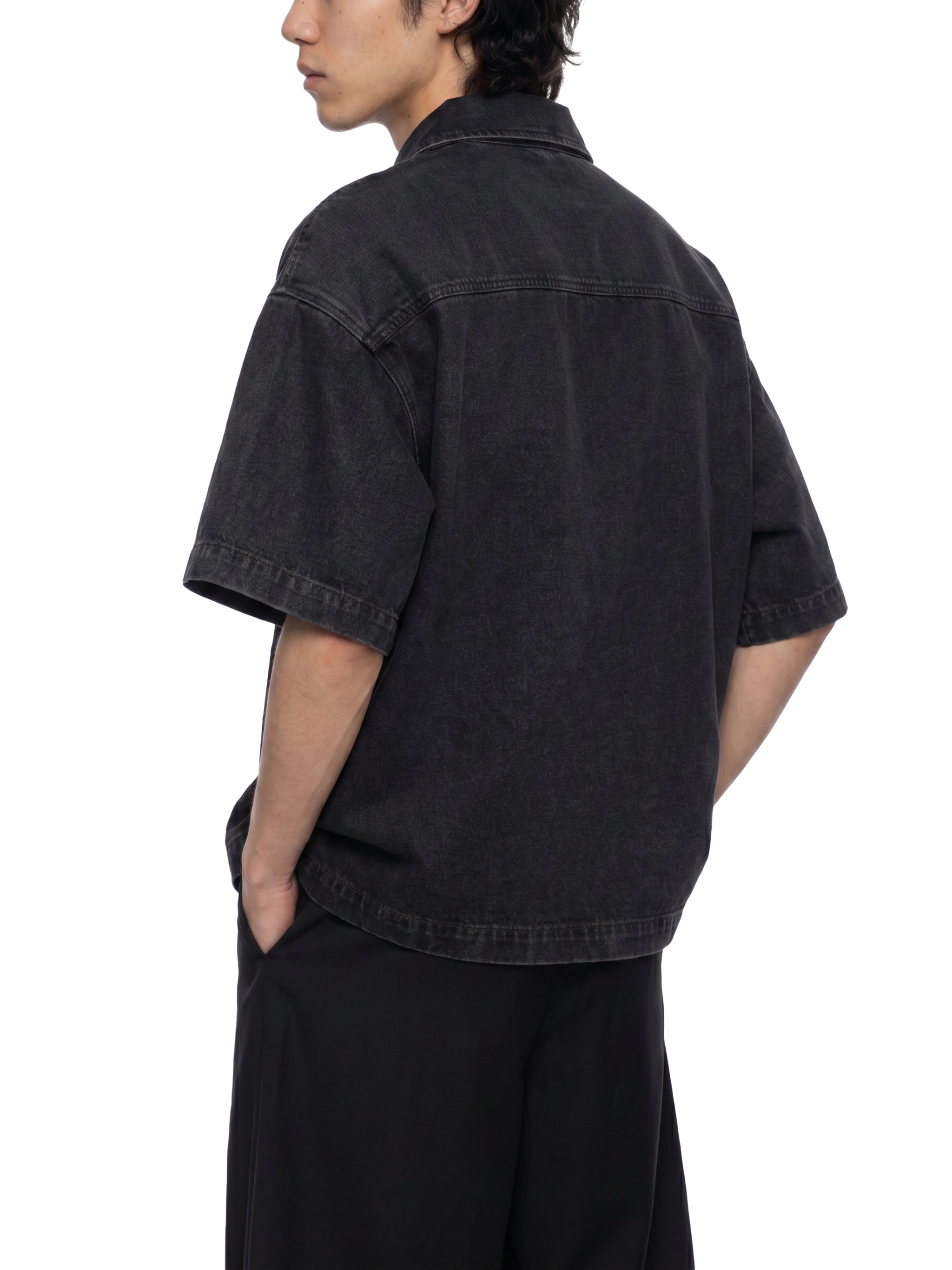 Unisex Oversized Vintage Wash Quarter Zip Denim Shirt – Boxy Streetwear Pullover