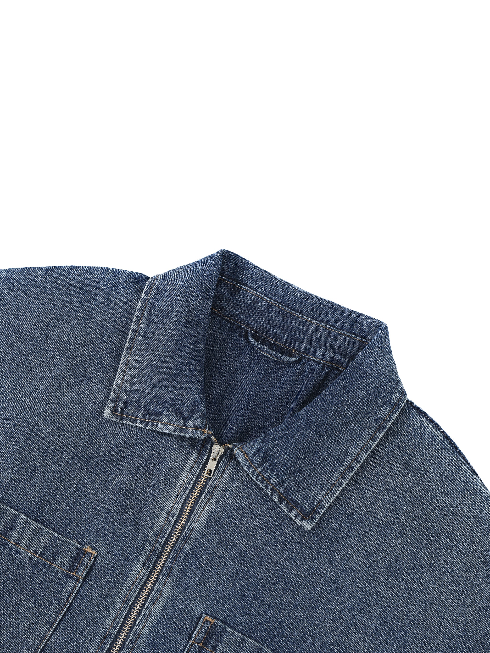Unisex Oversized Vintage Wash Quarter Zip Denim Shirt – Boxy Streetwear Pullover