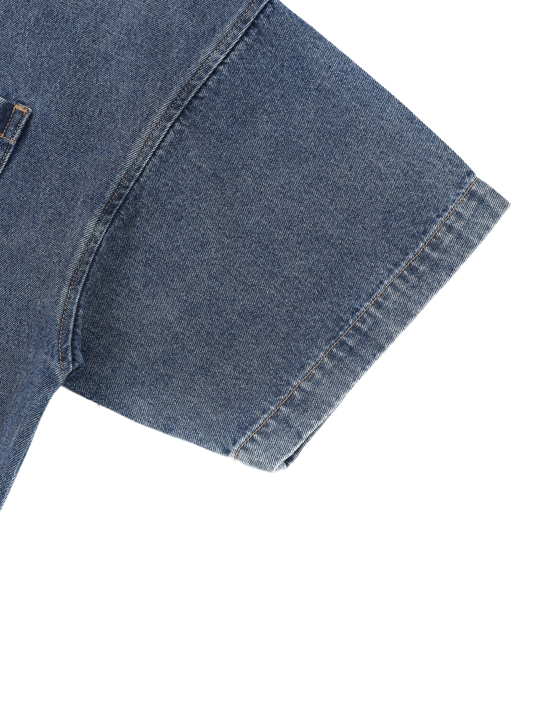 Unisex Oversized Vintage Wash Quarter Zip Denim Shirt – Boxy Streetwear Pullover