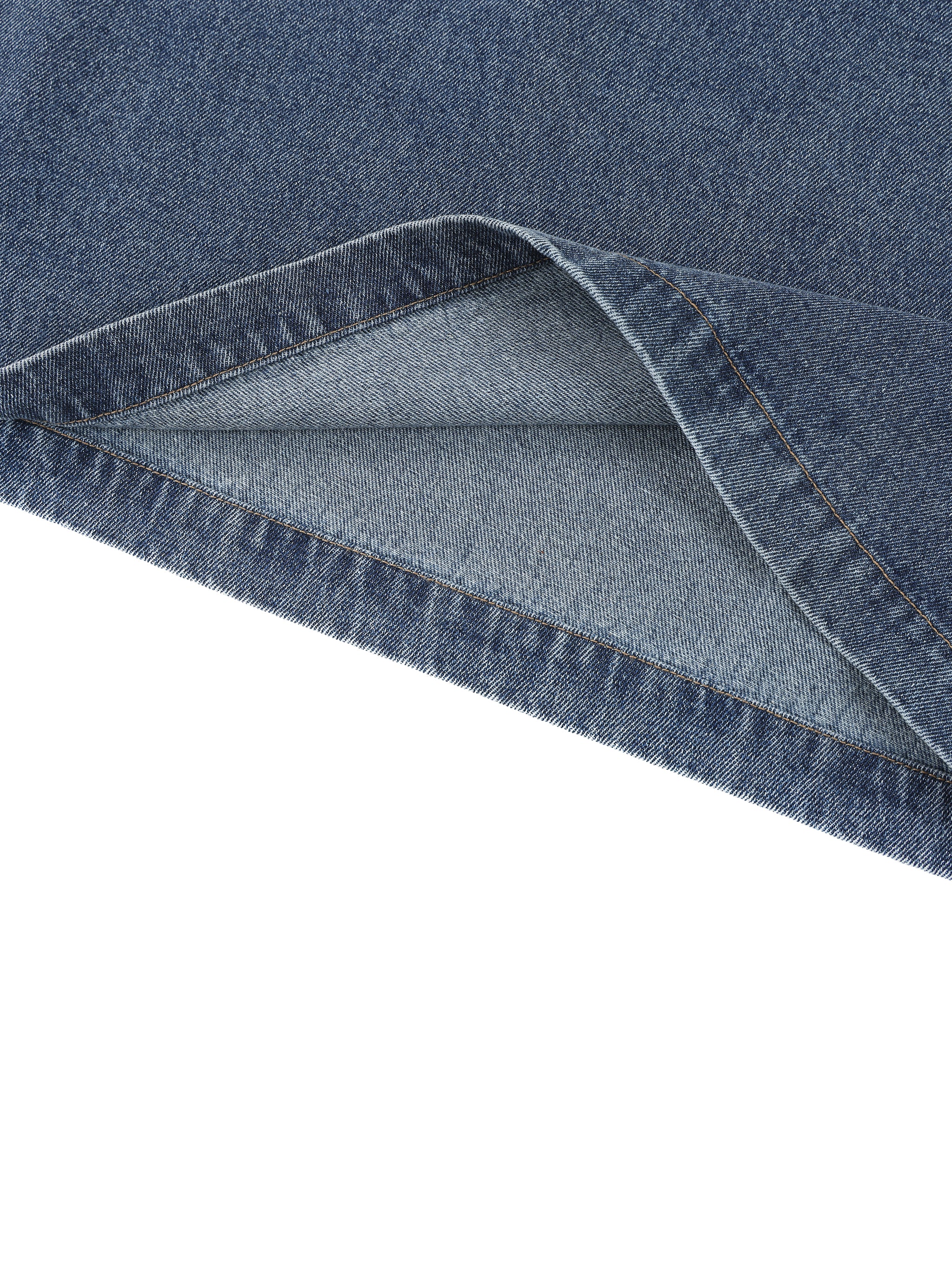 Unisex Oversized Vintage Wash Quarter Zip Denim Shirt – Boxy Streetwear Pullover