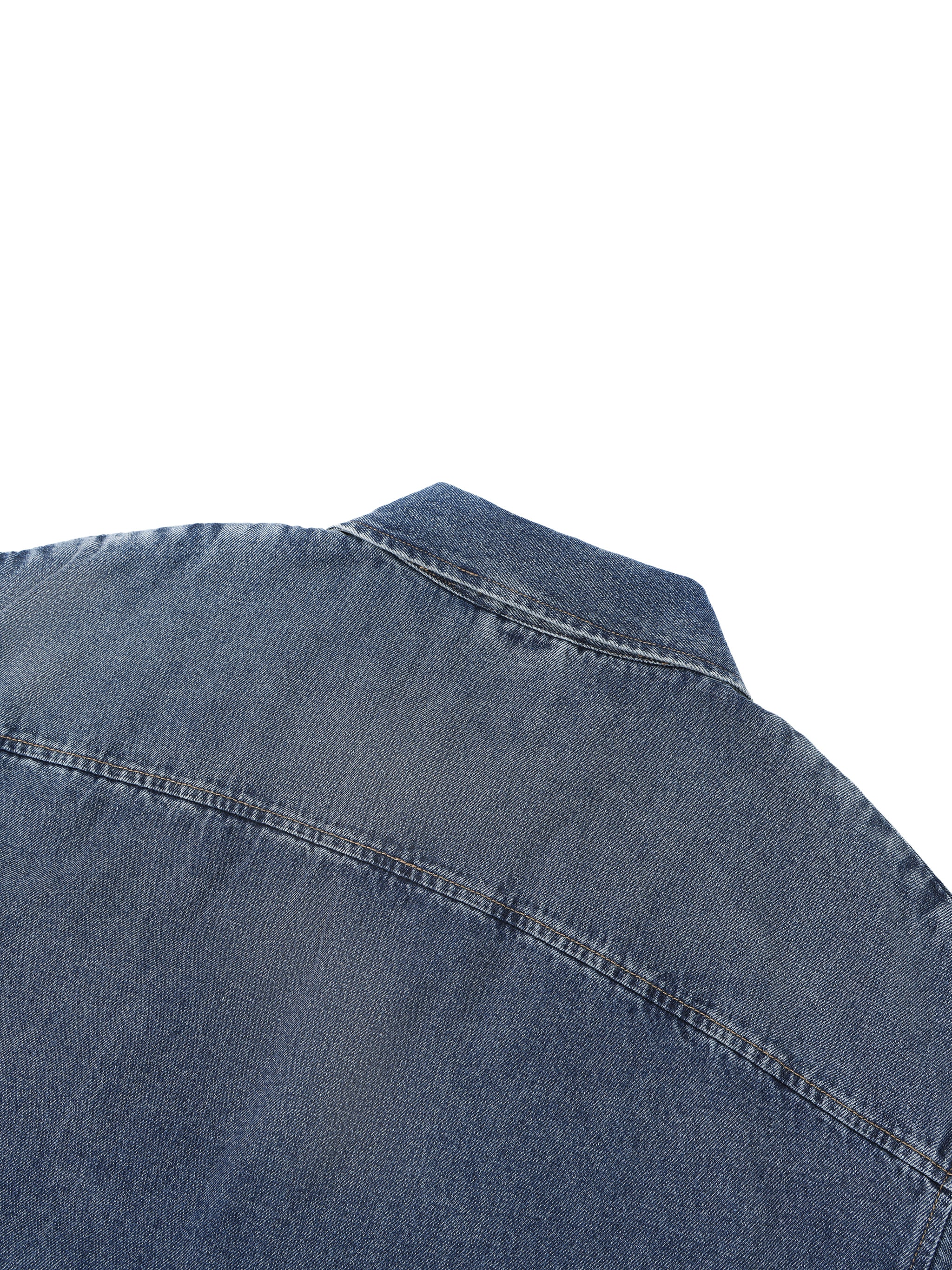 Unisex Oversized Vintage Wash Quarter Zip Denim Shirt – Boxy Streetwear Pullover