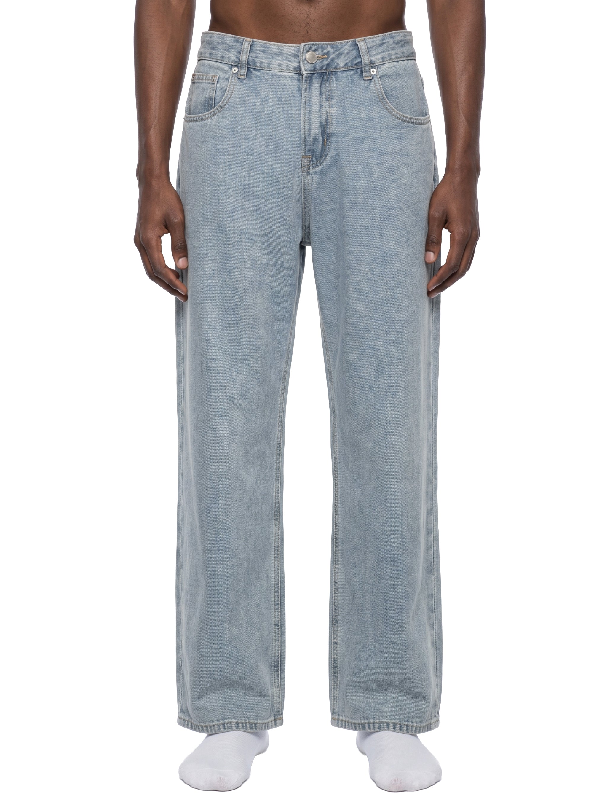 Unisex Vintage Wash Straight Leg Jeans – Relaxed Fit Baggy Denim Streetwear Pants