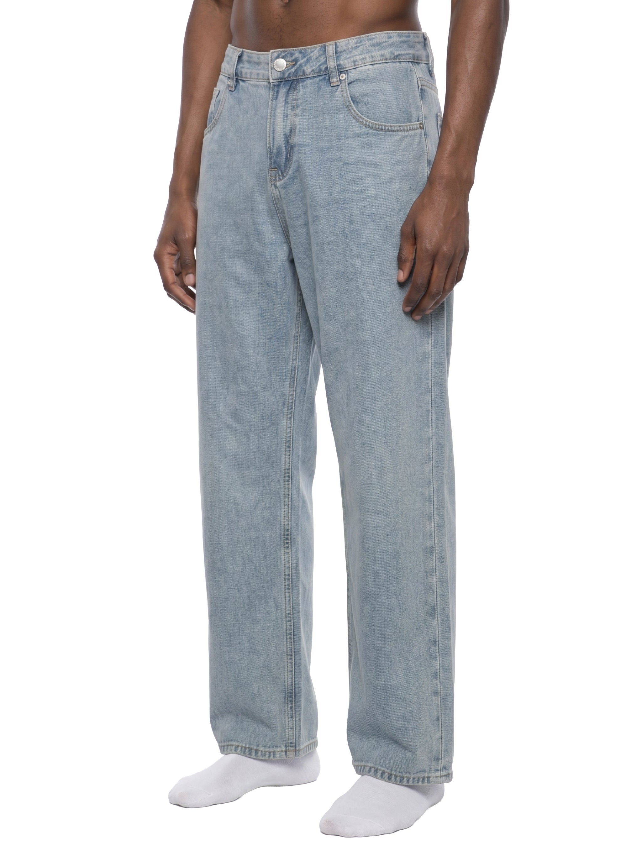 Unisex Vintage Wash Straight Leg Jeans – Relaxed Fit Baggy Denim Streetwear Pants