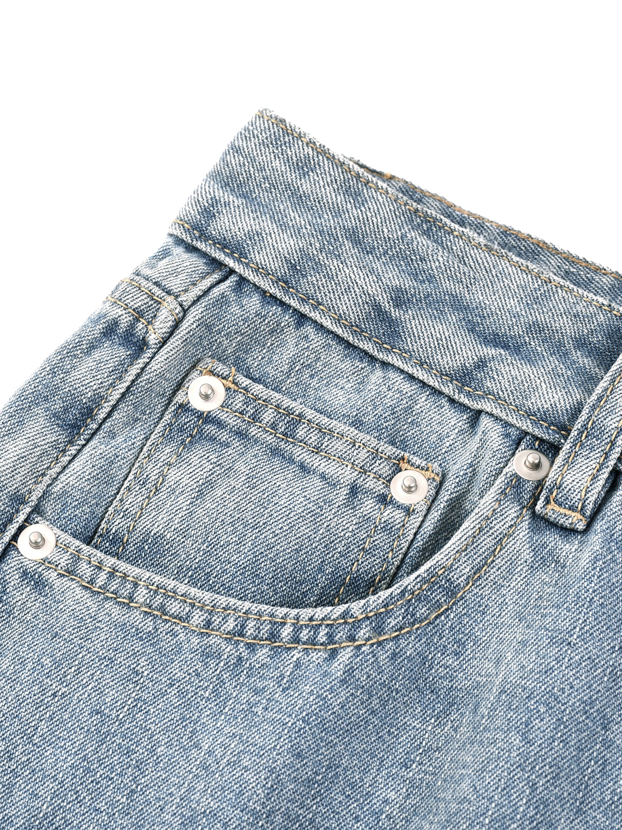 Unisex Vintage Wash Straight Leg Jeans – Relaxed Fit Baggy Denim Streetwear Pants