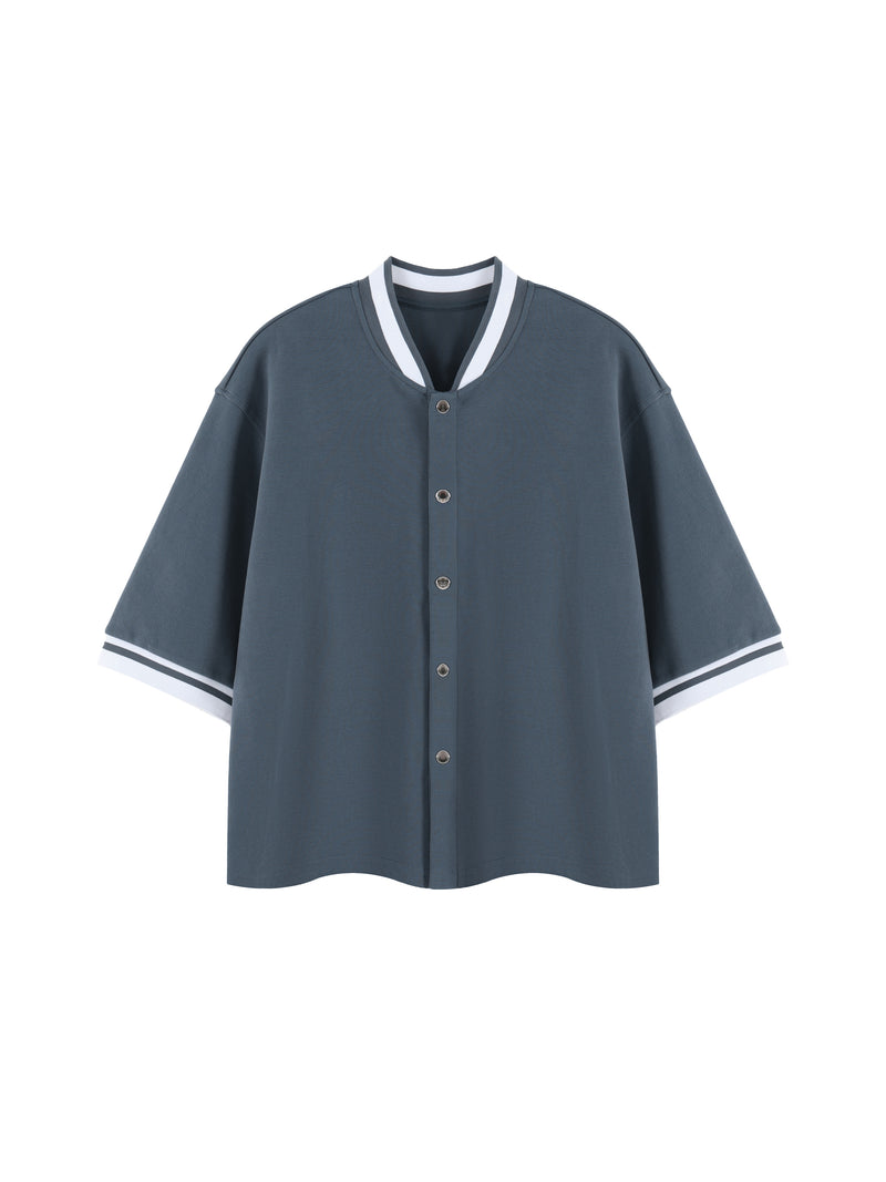 Unisex Heavyweight Boxy Baseball Jersey – Oversized Vintage Streetwear Button-Up Shirt