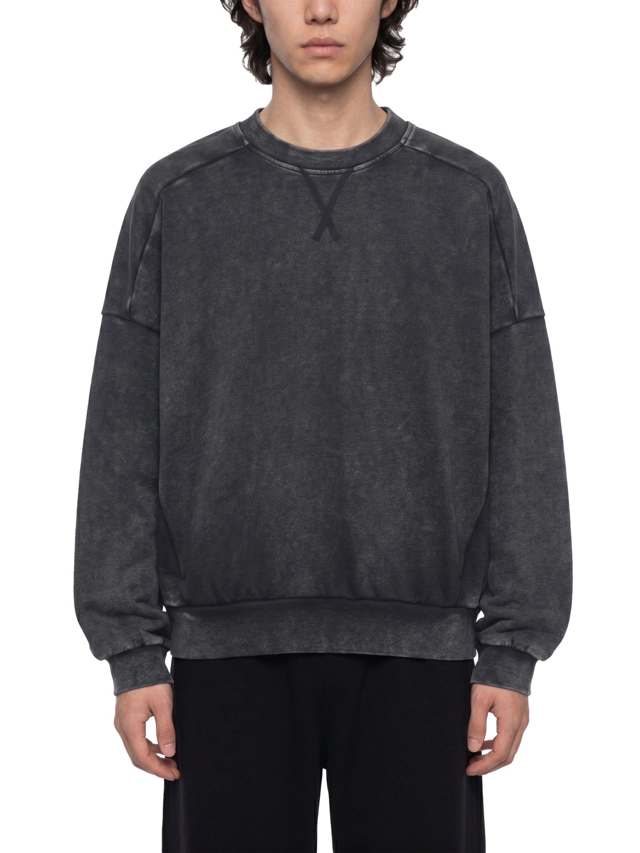 Unisex Oversized Mineral Wash Sweatshirt – Vintage Heavyweight Cotton Boxy Crewneck