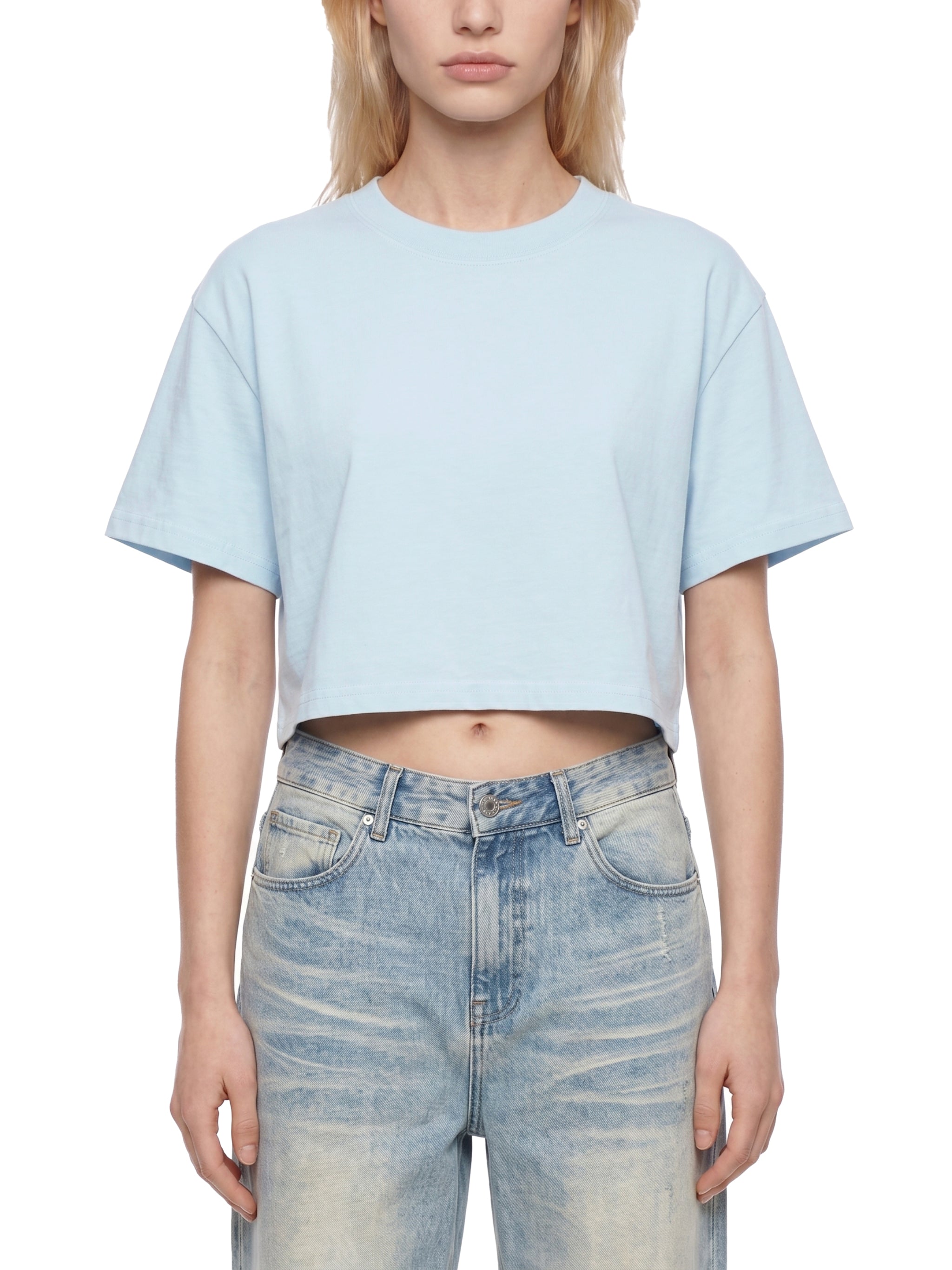 Women's Mineral Wash Cotton Crop T-Shirt – Vintage Oversized Cropped Streetwear Tee