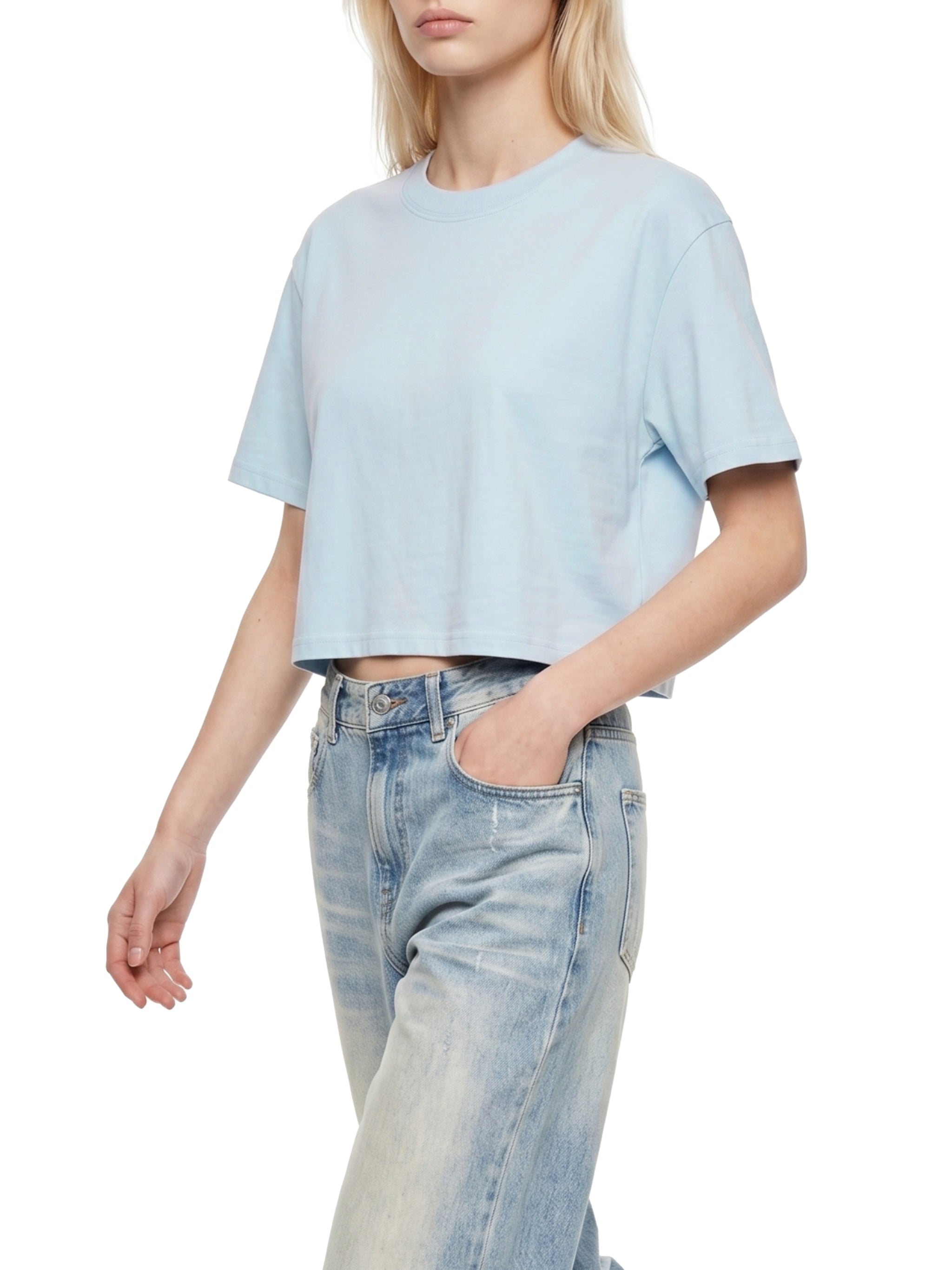 Women's Mineral Wash Cotton Crop T-Shirt – Vintage Oversized Cropped Streetwear Tee