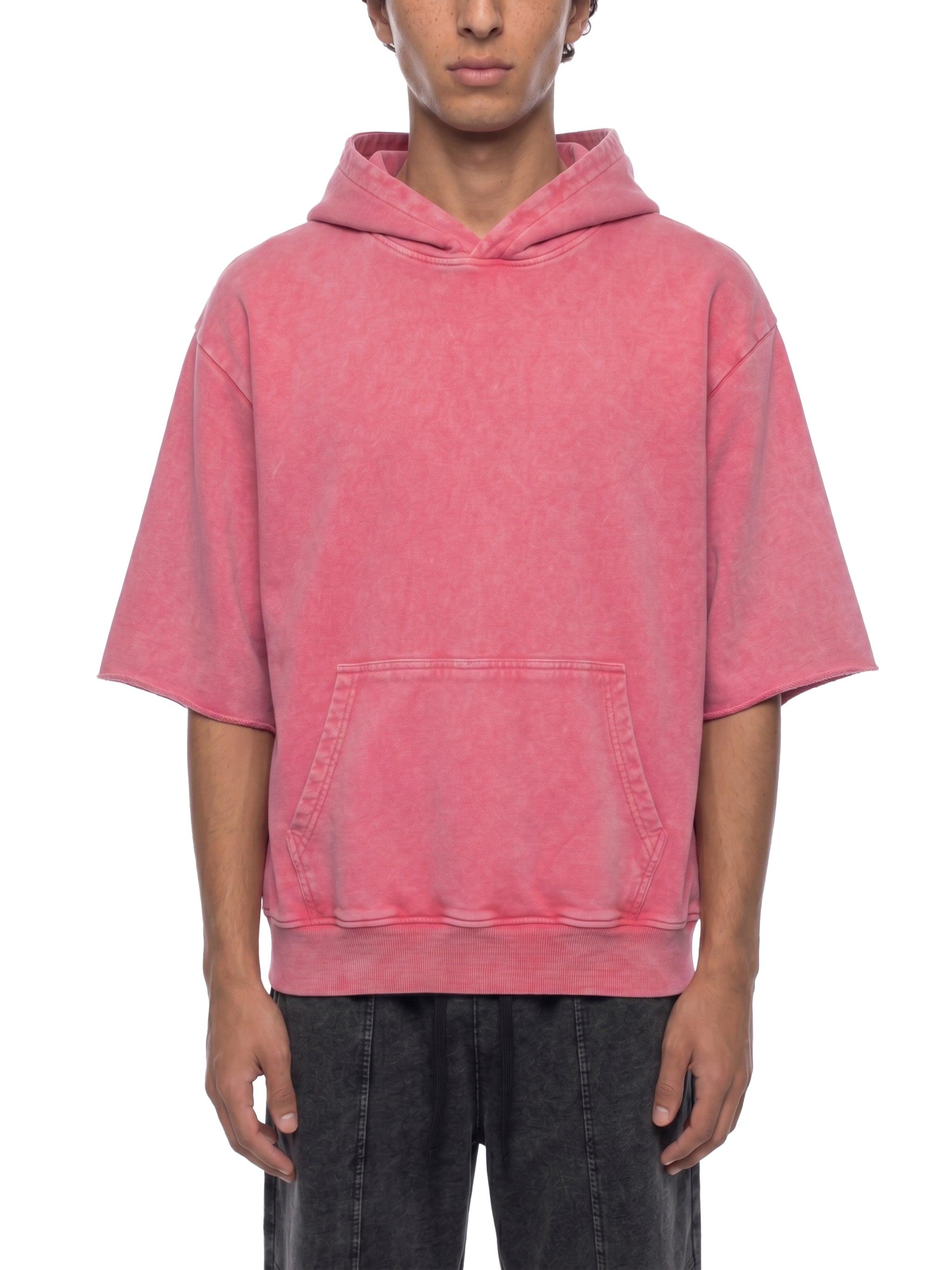 Unisex Mineral Wash Short Sleeve Hoodie – Oversized Vintage Streetwear Hooded Tee