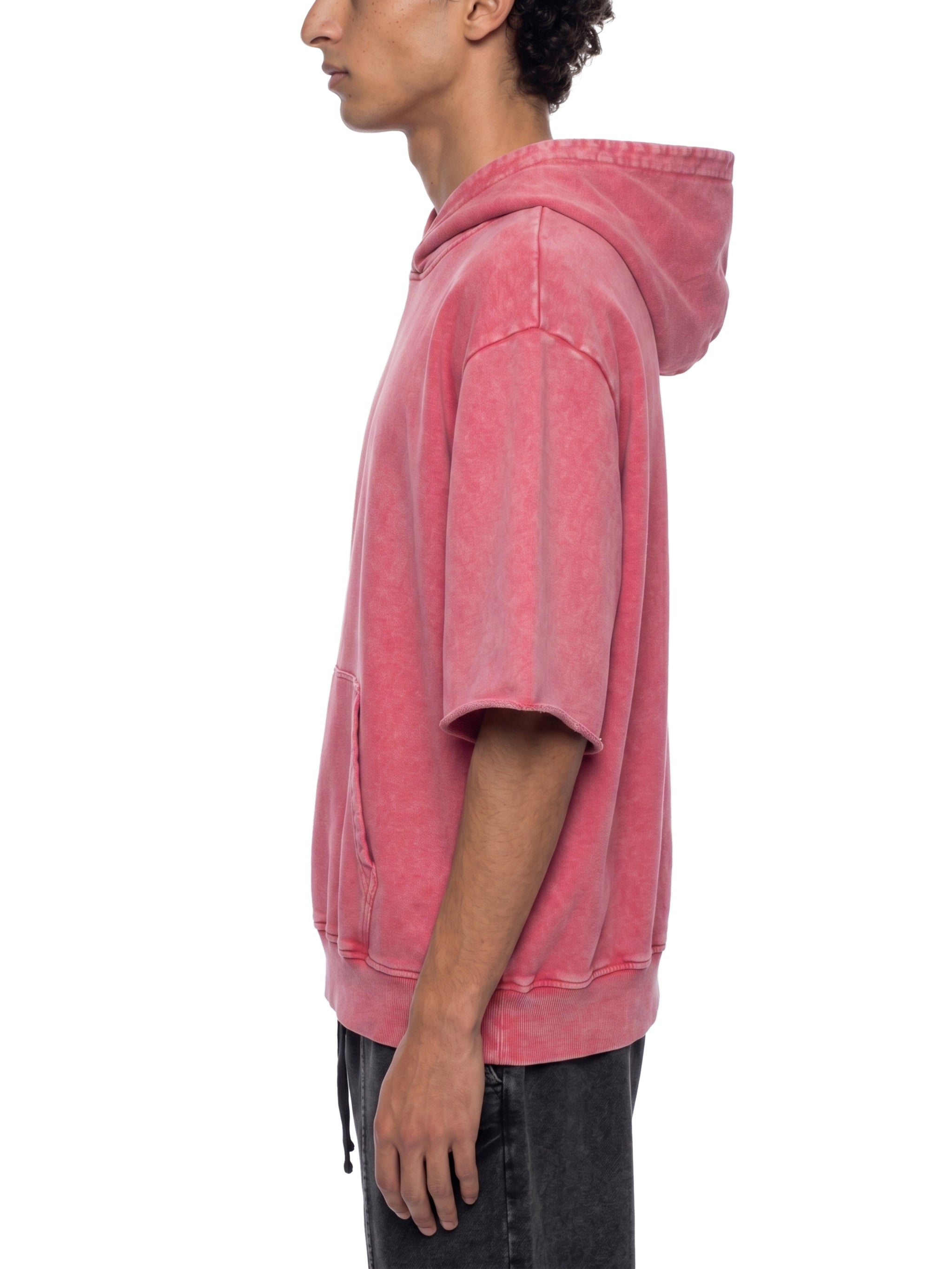 Unisex Mineral Wash Short Sleeve Hoodie – Oversized Vintage Streetwear Hooded Tee