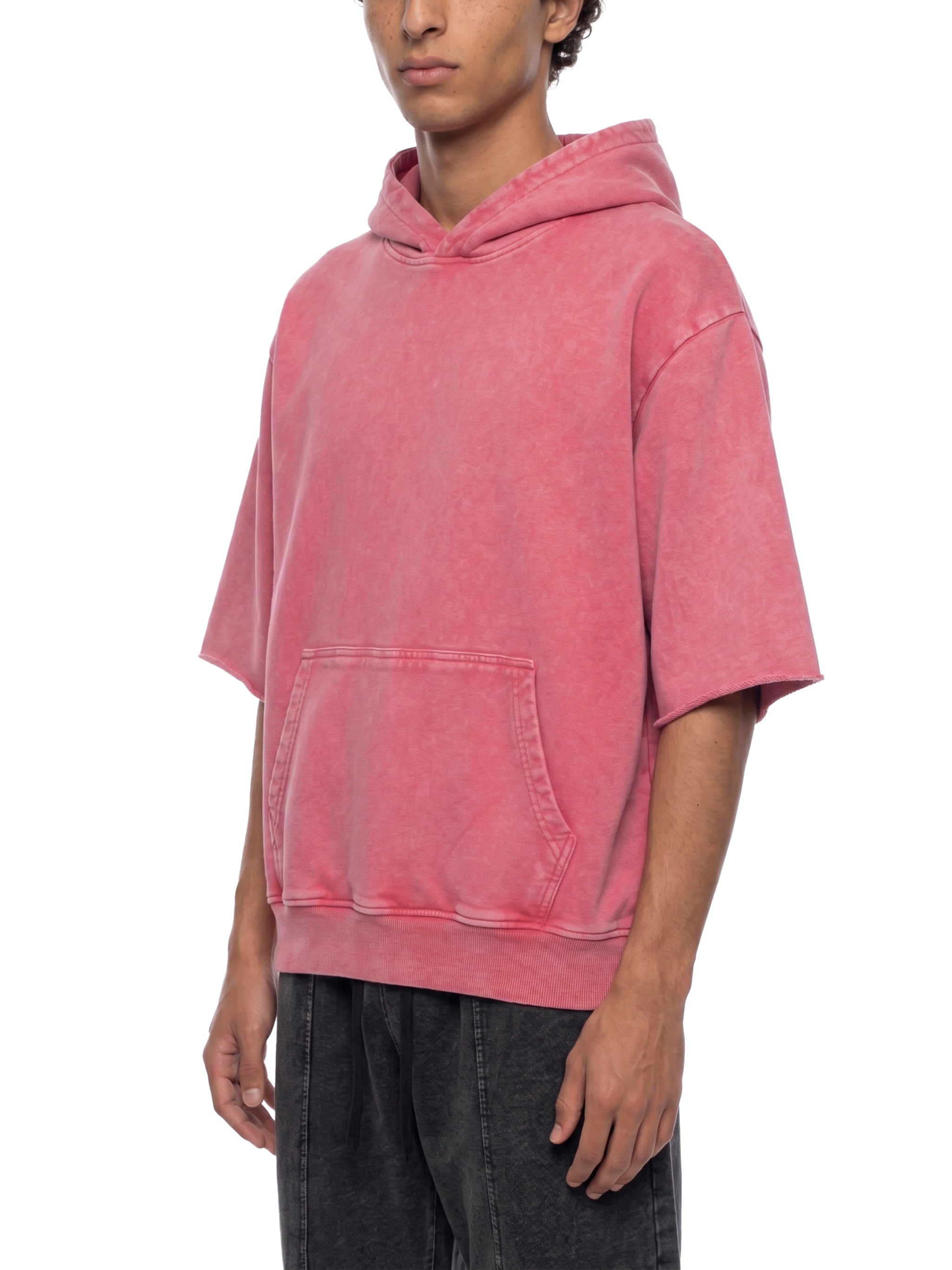 Unisex Mineral Wash Short Sleeve Hoodie – Oversized Vintage Streetwear Hooded Tee