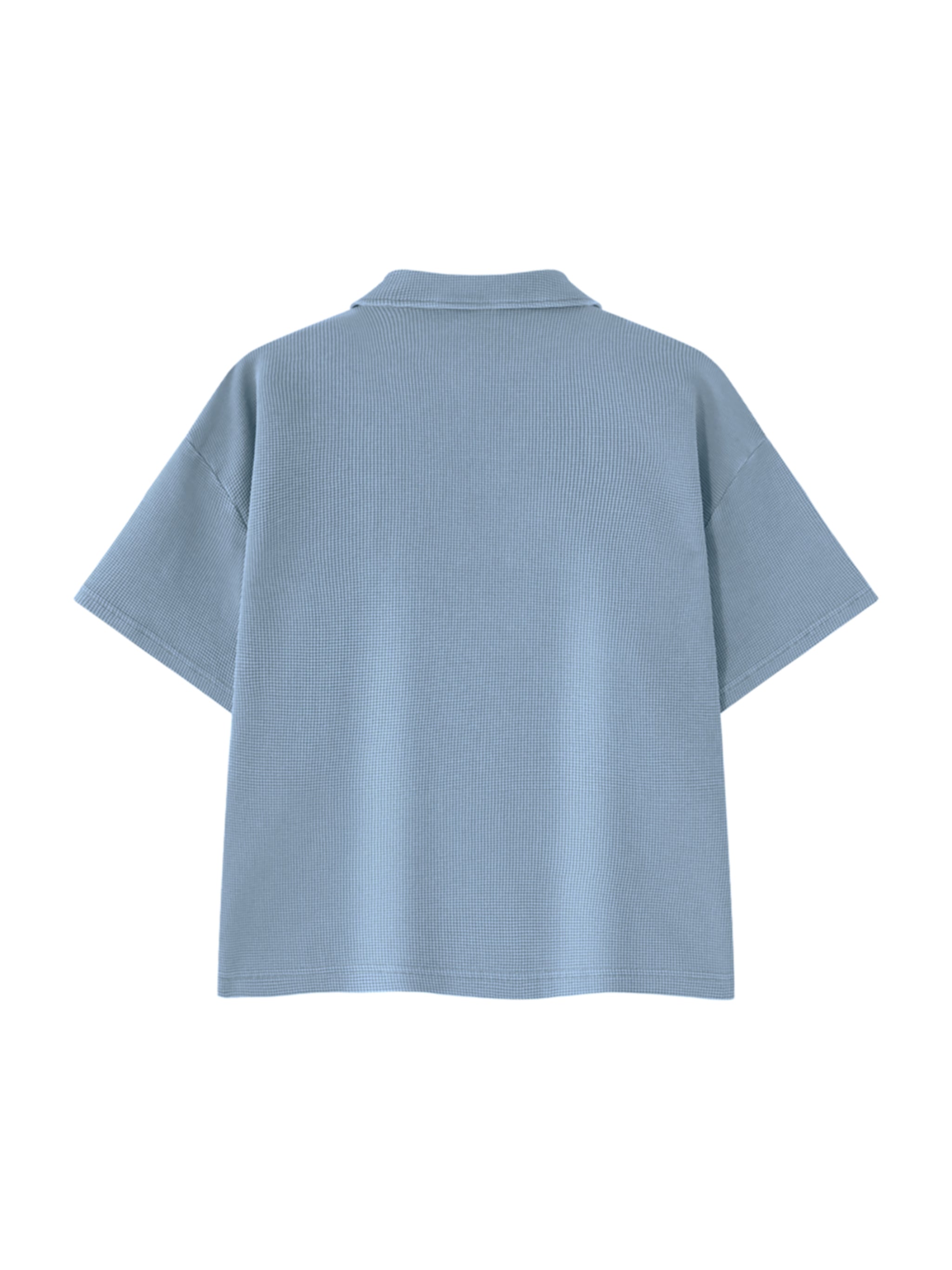 Unisex Oversized Vintage Wash Waffle Knit Polo Shirt – Boxy Streetwear Textured Tee