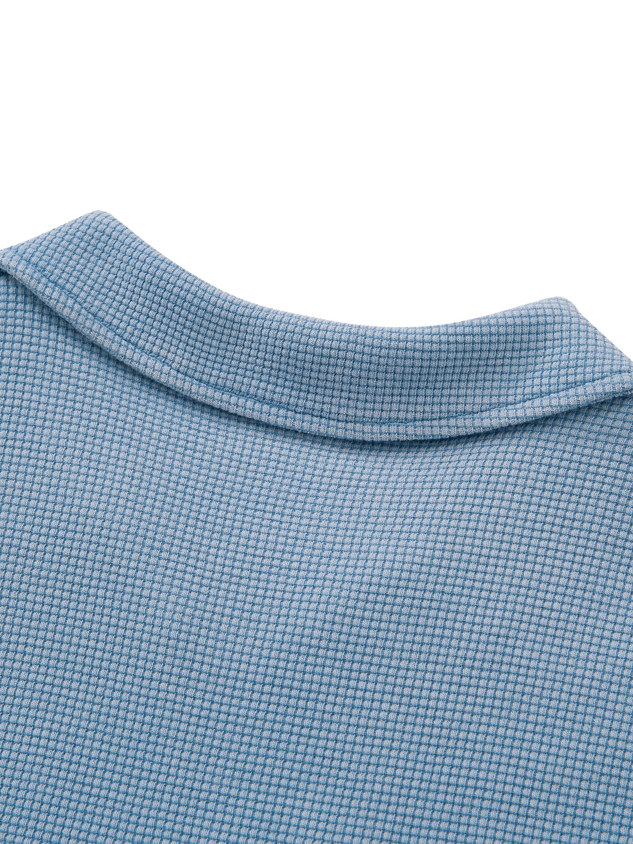 Unisex Oversized Vintage Wash Waffle Knit Polo Shirt – Boxy Streetwear Textured Tee