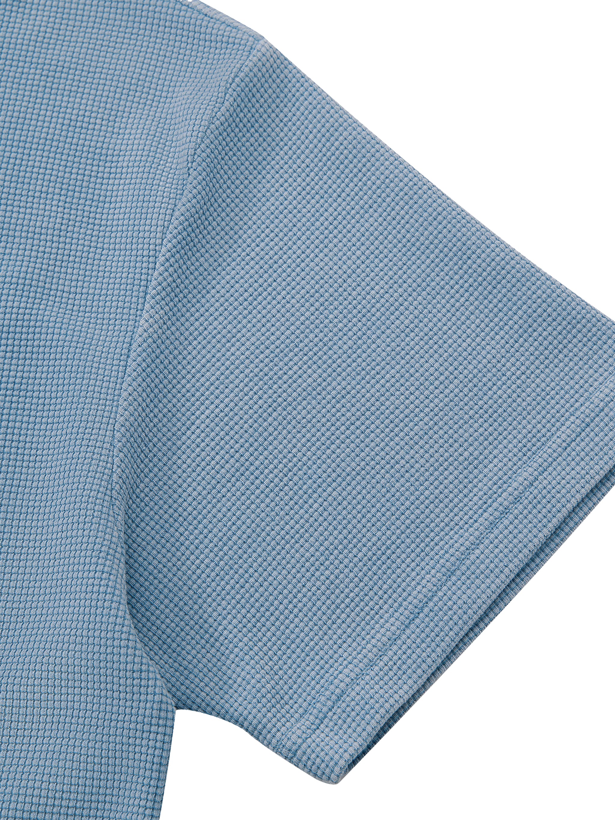 Unisex Oversized Vintage Wash Waffle Knit Polo Shirt – Boxy Streetwear Textured Tee