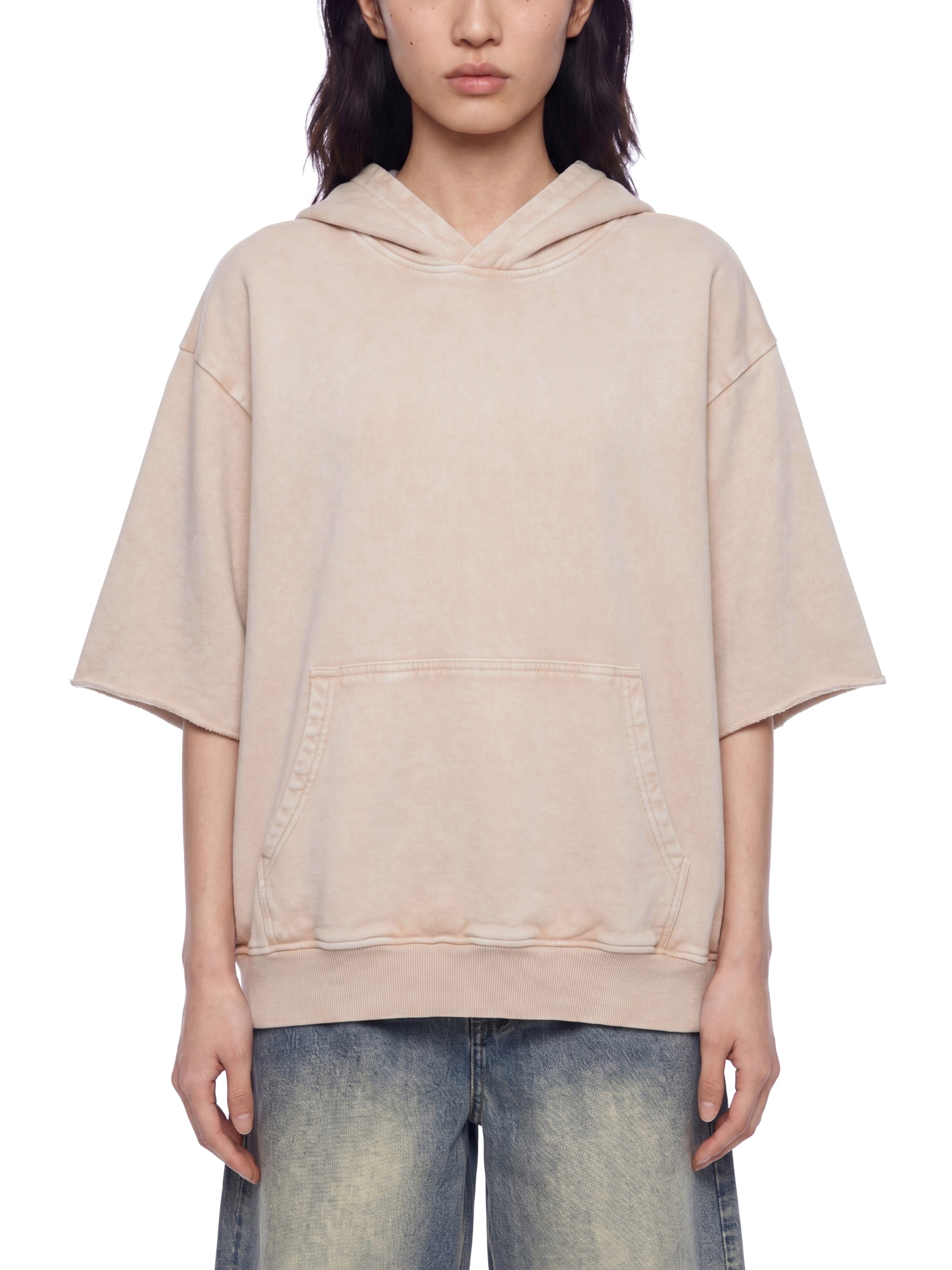 Unisex Mineral Wash Short Sleeve Hoodie – Oversized Vintage Streetwear Hooded Tee