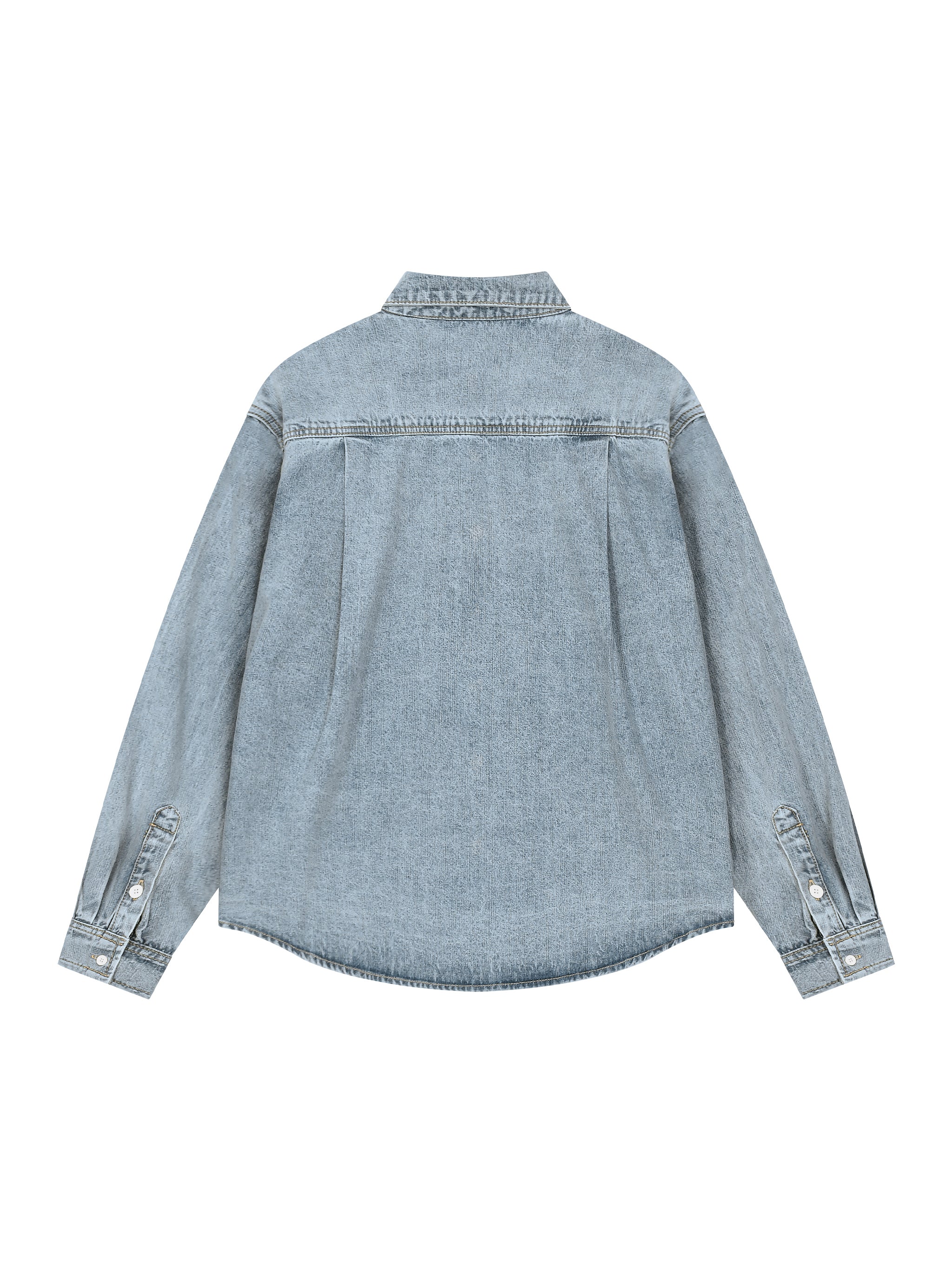 Unisex Vintage Wash Denim Shirt – Oversized Retro Button-Up Streetwear Denim Top