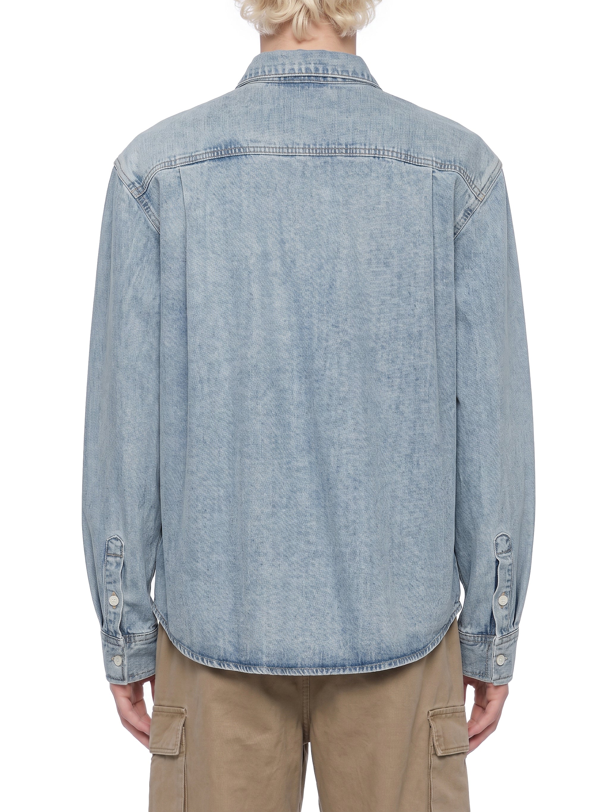 Unisex Vintage Wash Denim Shirt – Oversized Retro Button-Up Streetwear Denim Top
