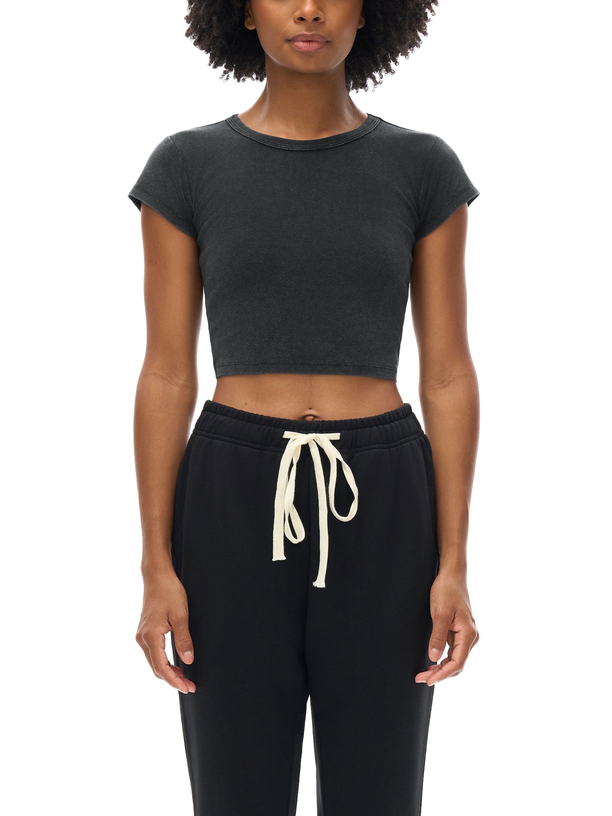 Women's Snow Washed Crop Top – Vintage Oversized Streetwear Tee