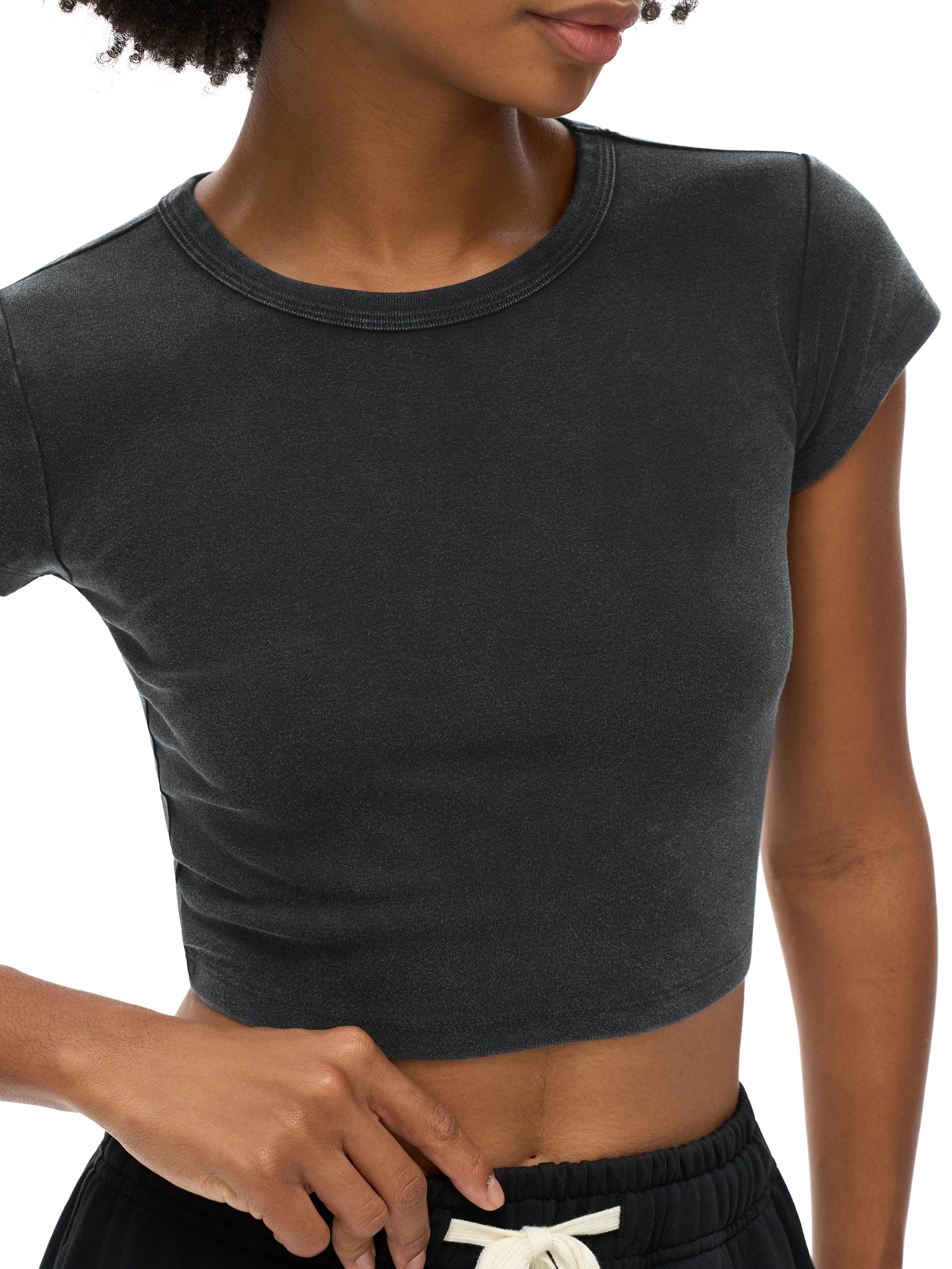 Women's Snow Washed Crop Top – Vintage Oversized Streetwear Tee